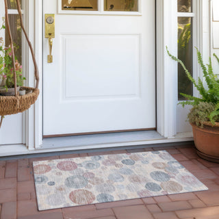 Piper Looms Chantille Geometric ACN1896 Peach Machine Washable Area Rug Scatter Outdoor Lifestyle Image Feature