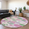 Piper Looms Chantille Geometric ACN1896 Pink Machine Washable Area Rug Round Lifestyle Image Feature