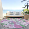 Piper Looms Chantille Geometric ACN1896 Pink Machine Washable Area Rug Round Outdoor Lifestyle Image Feature