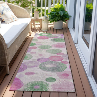 Piper Looms Chantille Geometric ACN1896 Pink Machine Washable Area Rug Runner Outdoor Lifestyle Image Feature
