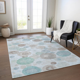 Piper Looms Chantille Geometric ACN1896 Sky Machine Washable Area Rug Lifestyle Image Feature