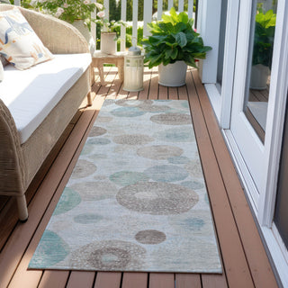 Piper Looms Chantille Geometric ACN1896 Sky Machine Washable Area Rug Runner Outdoor Lifestyle Image Feature