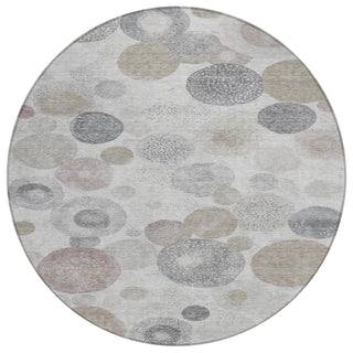 Piper Looms Chantille Geometric ACN1896 Taupe Machine Washable Area Rug Round Main Image