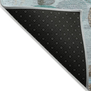 Piper Looms Chantille Geometric ACN1896 Teal Machine Washable Area Rug Backing Image