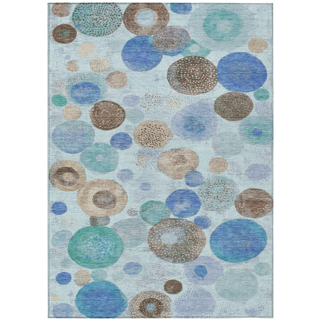 Piper Looms Chantille Geometric ACN1896 Teal Machine Washable Area Rug main image