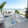 Piper Looms Chantille Geometric ACN1896 Teal Machine Washable Area Rug Outdoor Lifestyle Image Feature