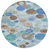 Piper Looms Chantille Geometric ACN1896 Teal Machine Washable Area Rug Round Main Image