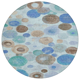 Piper Looms Chantille Geometric ACN1896 Teal Machine Washable Area Rug Round Main Image