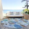 Piper Looms Chantille Geometric ACN1896 Teal Machine Washable Area Rug Round Outdoor Lifestyle Image Feature