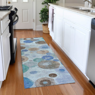 Piper Looms Chantille Geometric ACN1896 Teal Machine Washable Area Rug Runner Lifestyle Image Feature