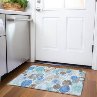 Piper Looms Chantille Geometric ACN1896 Teal Machine Washable Area Rug Scatter Lifestyle Image Feature