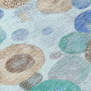 Piper Looms Chantille Geometric ACN1896 Teal Machine Washable Area Rug Swatch Image
