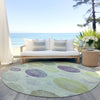 Piper Looms Chantille Geometric ACN1897 Aloe Machine Washable Area Rug Round Outdoor Lifestyle Image Feature