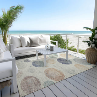 Piper Looms Chantille Geometric ACN1897 Beige Machine Washable Area Rug Outdoor Lifestyle Image Feature