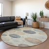 Piper Looms Chantille Geometric ACN1897 Beige Machine Washable Area Rug Round Lifestyle Image Feature