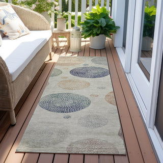 Piper Looms Chantille Geometric ACN1897 Beige Machine Washable Area Rug Runner Outdoor Lifestyle Image Feature