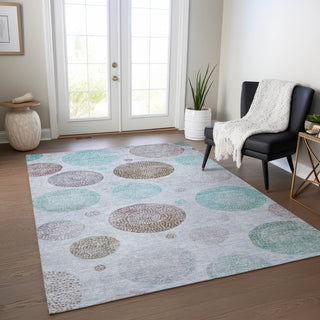 Piper Looms Chantille Geometric ACN1897 Blue Machine Washable Area Rug Lifestyle Image Feature