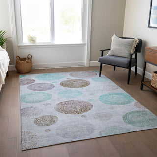 Piper Looms Chantille Geometric ACN1897 Blue Machine Washable Area Rug Lifestyle Image Feature