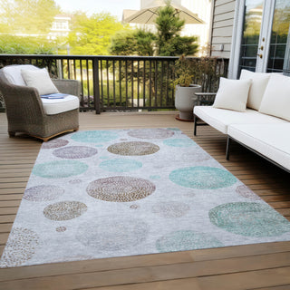 Piper Looms Chantille Geometric ACN1897 Blue Machine Washable Area Rug Outdoor Lifestyle Image Feature