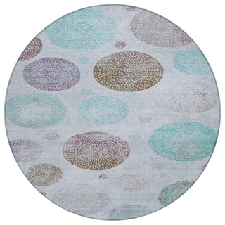 Piper Looms Chantille Geometric ACN1897 Blue Machine Washable Area Rug Round Main Image