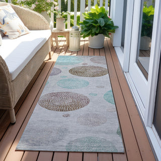 Piper Looms Chantille Geometric ACN1897 Blue Machine Washable Area Rug Runner Outdoor Lifestyle Image Feature