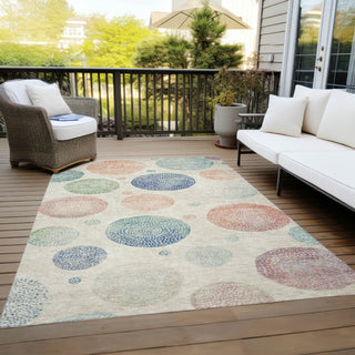 Piper Looms Chantille Geometric ACN1897 Ivory Machine Washable Area Rug Outdoor Lifestyle Image Feature