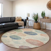 Piper Looms Chantille Geometric ACN1897 Ivory Machine Washable Area Rug Round Lifestyle Image Feature