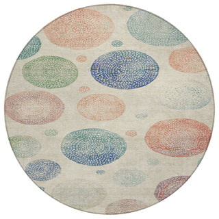 Piper Looms Chantille Geometric ACN1897 Ivory Machine Washable Area Rug Round Main Image