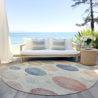 Piper Looms Chantille Geometric ACN1897 Ivory Machine Washable Area Rug Round Outdoor Lifestyle Image Feature