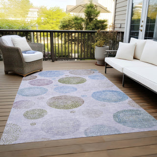 Piper Looms Chantille Geometric ACN1897 Lavender Machine Washable Area Rug Outdoor Lifestyle Image Feature