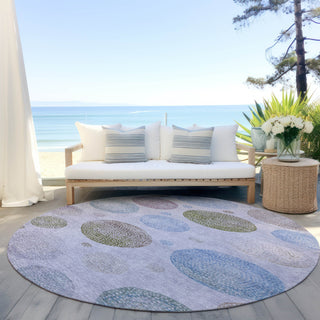 Piper Looms Chantille Geometric ACN1897 Lavender Machine Washable Area Rug Round Outdoor Lifestyle Image Feature