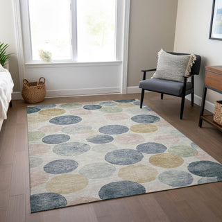 Piper Looms Chantille Geometric ACN1898 Beige Machine Washable Area Rug Lifestyle Image Feature