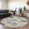 Piper Looms Chantille Geometric ACN1898 Beige Machine Washable Area Rug Round Lifestyle Image Feature