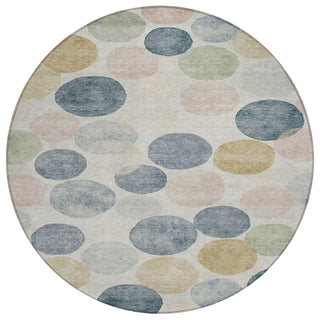 Piper Looms Chantille Geometric ACN1898 Beige Machine Washable Area Rug Round Main Image