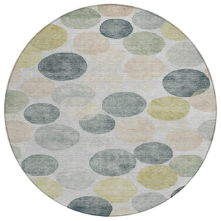 Piper Looms Chantille Geometric ACN1898 Gray Machine Washable Area Rug Round Main Image
