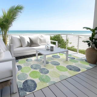 Piper Looms Chantille Geometric ACN1898 Navy Machine Washable Area Rug Outdoor Lifestyle Image Feature