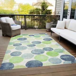 Piper Looms Chantille Geometric ACN1898 Navy Machine Washable Area Rug Outdoor Lifestyle Image Feature