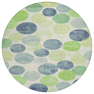 Piper Looms Chantille Geometric ACN1898 Navy Machine Washable Area Rug Round Main Image