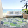 Piper Looms Chantille Geometric ACN1898 Navy Machine Washable Area Rug Round Outdoor Lifestyle Image Feature