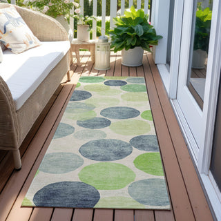 Piper Looms Chantille Geometric ACN1898 Navy Machine Washable Area Rug Runner Outdoor Lifestyle Image Feature