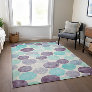 Piper Looms Chantille Geometric ACN1898 Plum Machine Washable Area Rug Lifestyle Image Feature