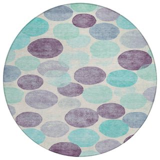 Piper Looms Chantille Geometric ACN1898 Plum Machine Washable Area Rug Round Main Image