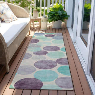 Piper Looms Chantille Geometric ACN1898 Plum Machine Washable Area Rug Runner Outdoor Lifestyle Image Feature