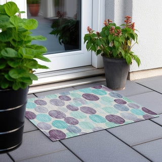 Piper Looms Chantille Geometric ACN1898 Plum Machine Washable Area Rug Scatter Outdoor Lifestyle Image Feature