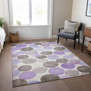 Piper Looms Chantille Geometric ACN1898 Purple Machine Washable Area Rug Lifestyle Image Feature