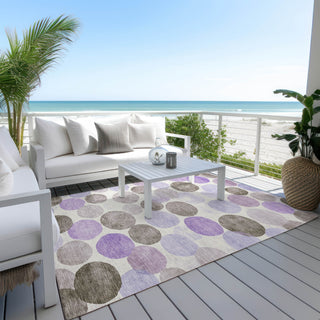 Piper Looms Chantille Geometric ACN1898 Purple Machine Washable Area Rug Outdoor Lifestyle Image Feature