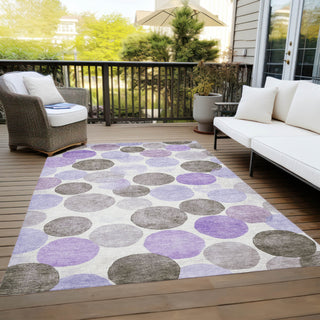 Piper Looms Chantille Geometric ACN1898 Purple Machine Washable Area Rug Outdoor Lifestyle Image Feature