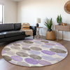 Piper Looms Chantille Geometric ACN1898 Purple Machine Washable Area Rug Round Lifestyle Image Feature