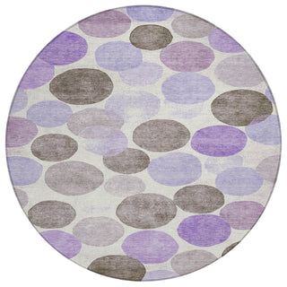 Piper Looms Chantille Geometric ACN1898 Purple Machine Washable Area Rug Round Main Image