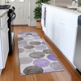 Piper Looms Chantille Geometric ACN1898 Purple Machine Washable Area Rug Runner Lifestyle Image Feature